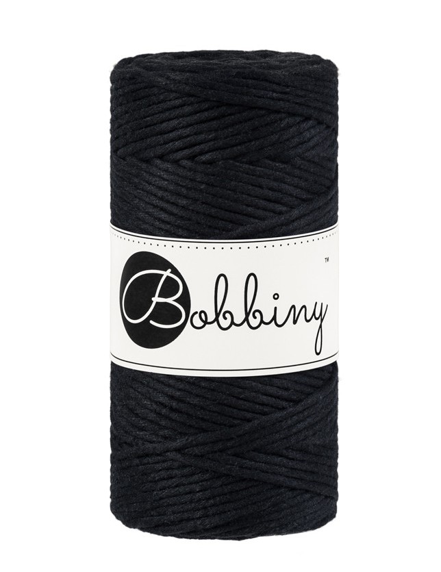 Black macrame cotton cord 3mm 100m Bobbiny