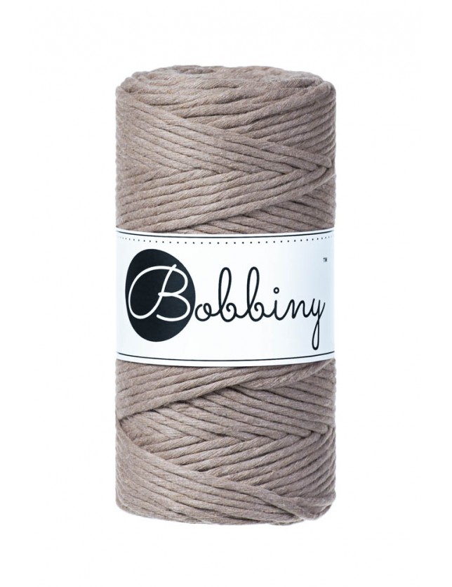 Coffee macrame cotton cord 3mm 100m Bobbiny