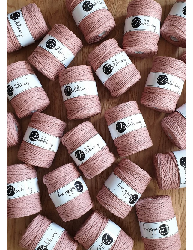 Różowe Złoto sznurek do makramy 3ply 5mm 100m Bobbiny