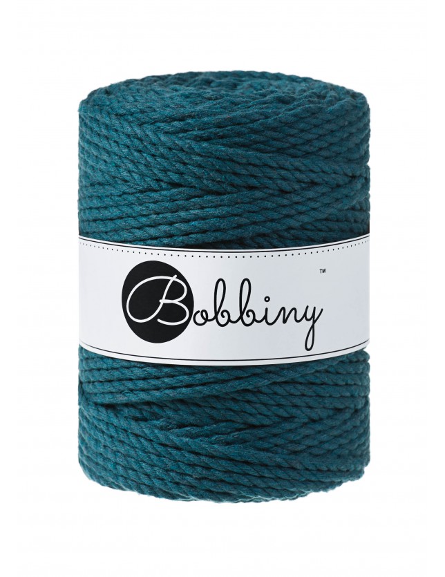 Peacock Blue 3ply macrame cotton rope 5mm 100m Bobbiny