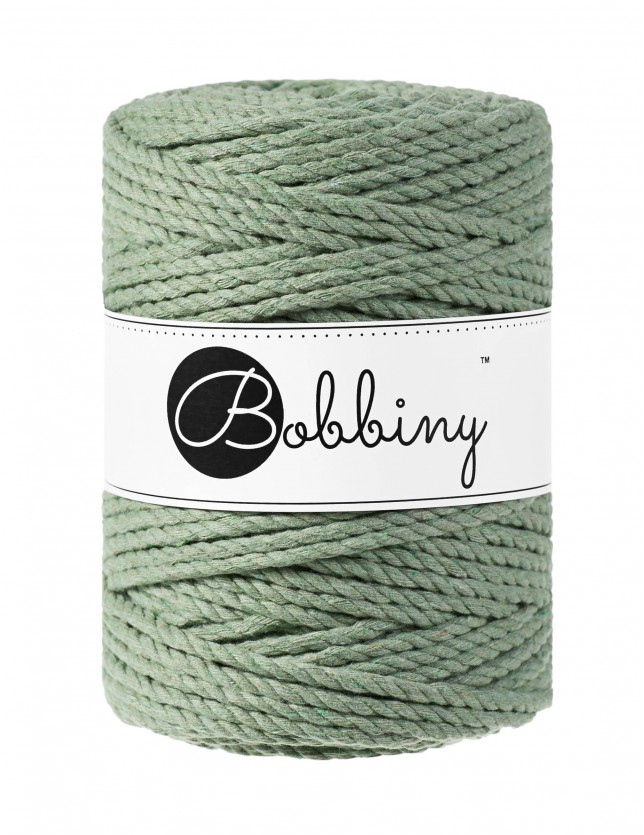 Eucalyptus Green 3ply macrame cotton rope 5mm 100m Bobbiny