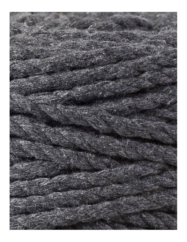 Charcoal 3ply macrame cotton rope 5mm 100m Bobbiny