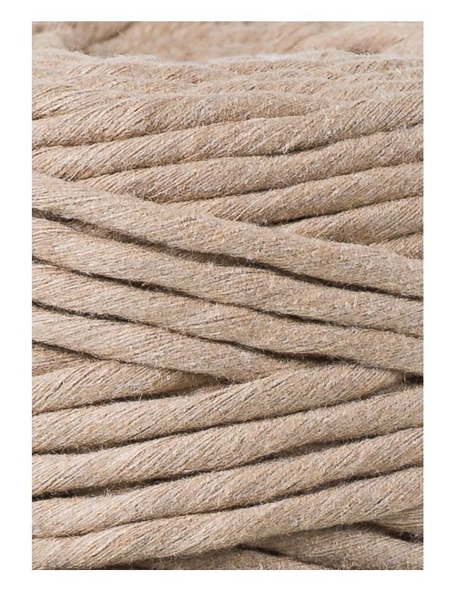 5mm Single Twist Beige Macrame Cord Bobbiny Cotton Cord Single Twist String  Single Strand for Macrame Weaving Fiber Arts 