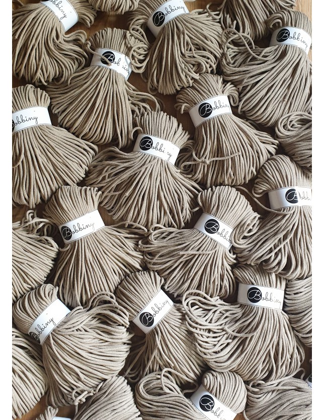 Piaskowy sznurek bawełniany 5mm 100m Bobbiny