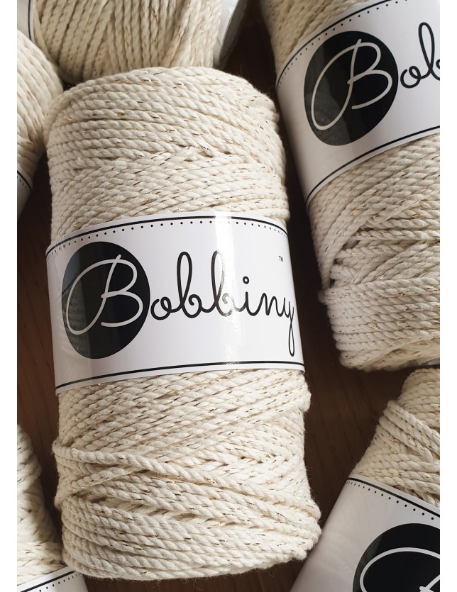 Naturalne Złoto sznurek do makramy 3ply 3mm 100m Bobbiny
