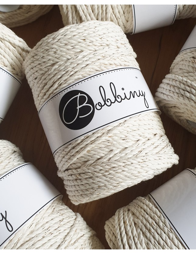 Naturalne Złoto sznurek do makramy 3ply 5mm 100m Bobbiny