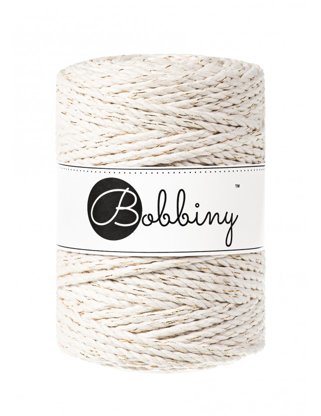 Golden Natural 3ply macrame cotton rope 5mm 100m Bobbiny