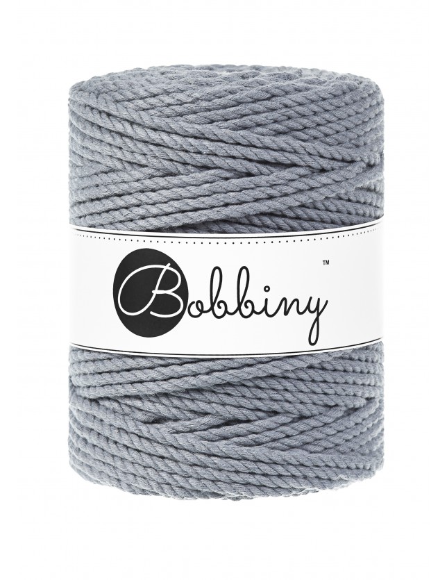 Steel 3ply macrame cotton rope 5mm 100m Bobbiny