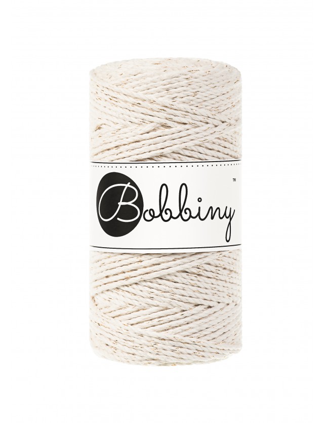 Golden Natural 3ply macrame cotton rope 3mm 100m Bobbiny