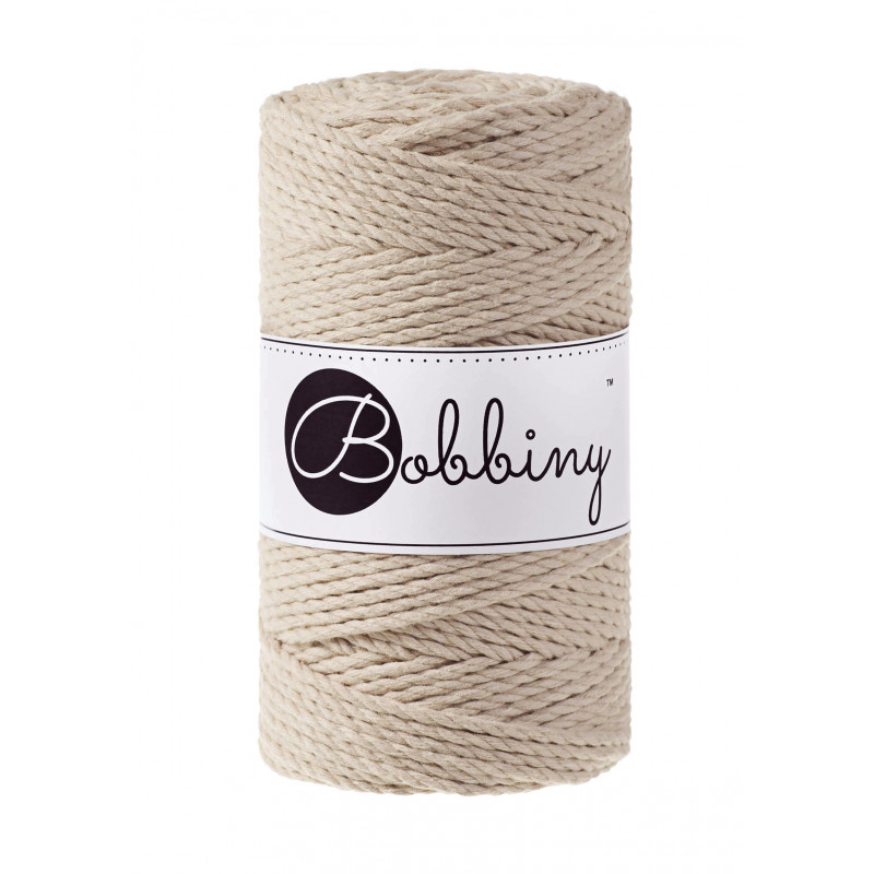 EXTRA LONG COTTON ROPE ZERO WASTE 5 MM - 3 PLY - NATURAL COLOR