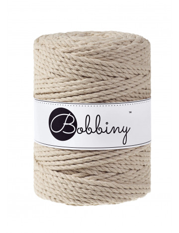Beige 3ply macrame cotton rope 5mm 100m Bobbiny