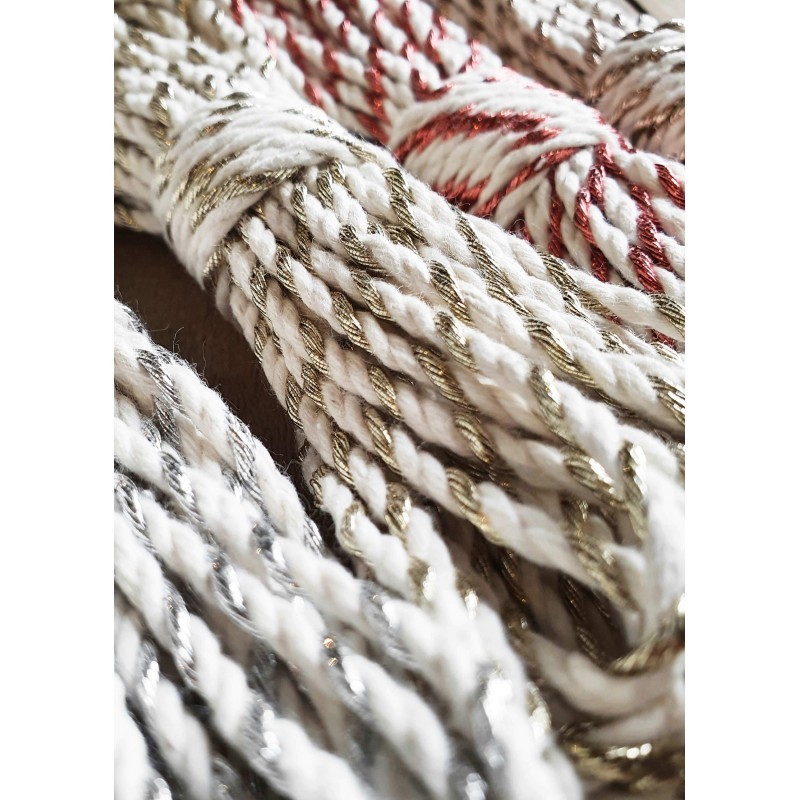 Srebrny Twist 3mm Sznurek do Makramy 3PLY- 50m Bobbiny