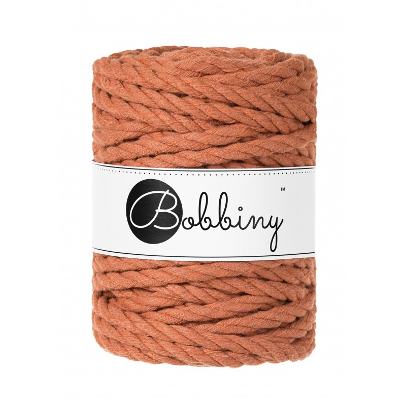 Terracotta 3ply macrame cotton rope 9mm 30m Bobbiny