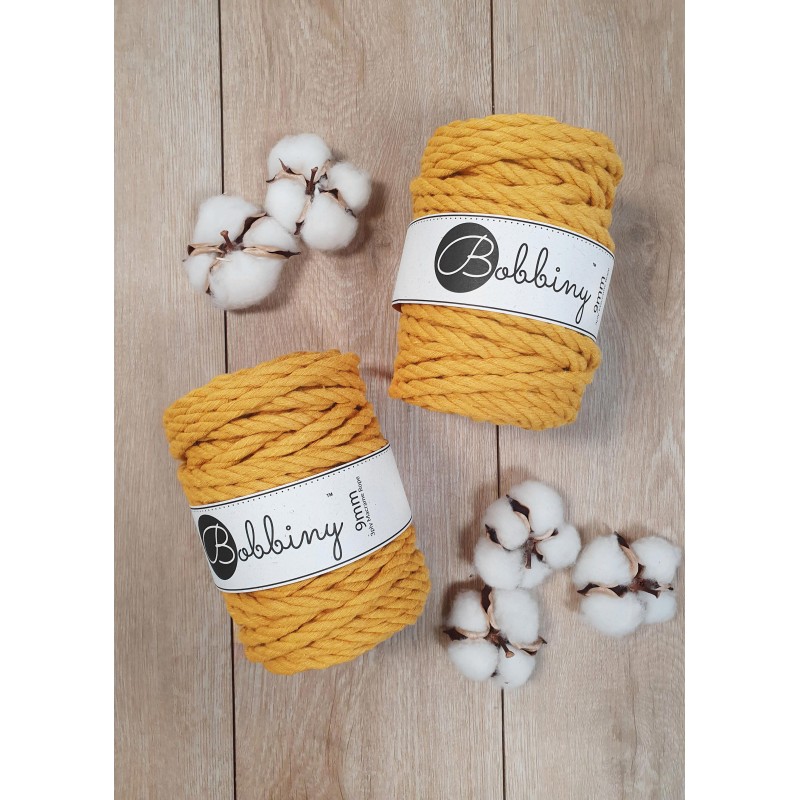 Musztardowy sznurek do makramy 3ply 9mm 30m Bobbiny