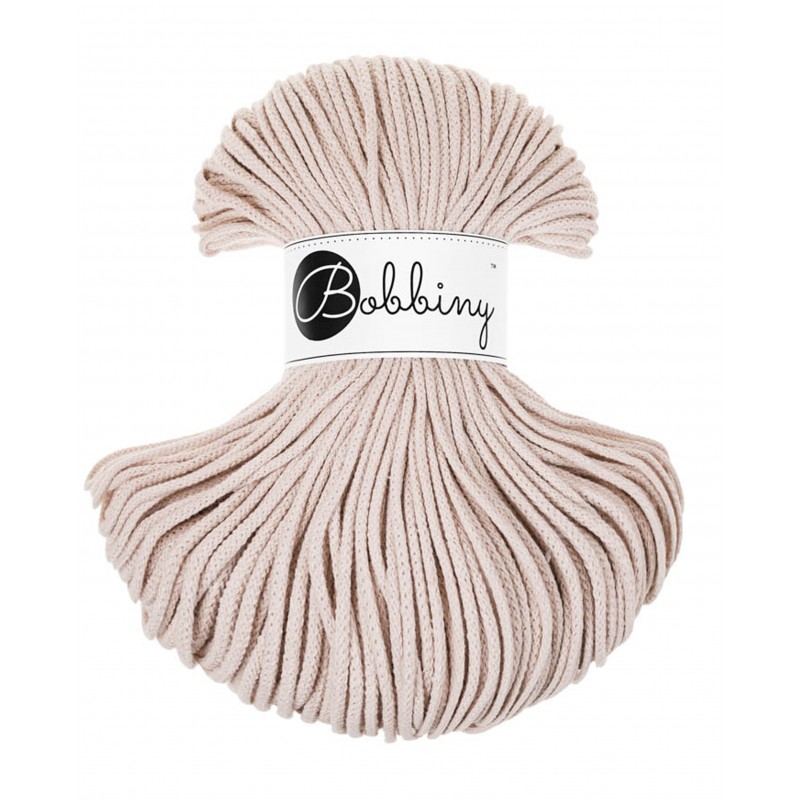 Nude braided cotton cord 3mm 100m | BOBBINY