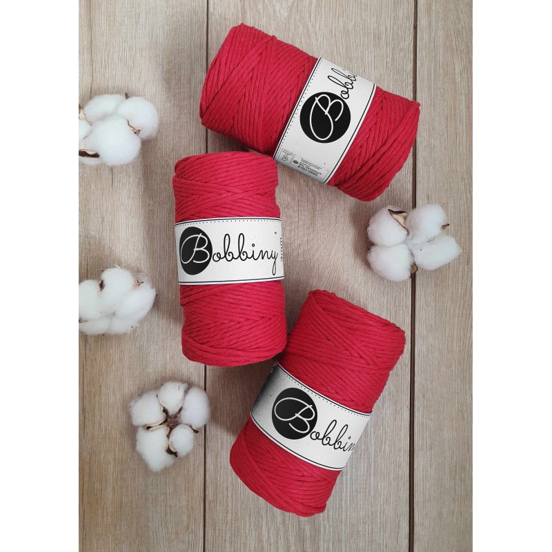 Czerwony Sznurek do makramy 3mm 100m Bobbiny
