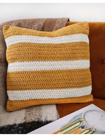 Striped crochet pillowcase