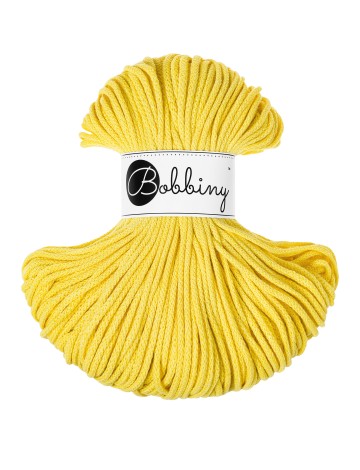Canary Yellow | Braided Cotton cord 3mm 100m | BOBBINY