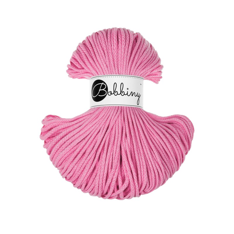 Bubblegum Pink | Braided Cotton cord 3mm 100m | BOBBINY