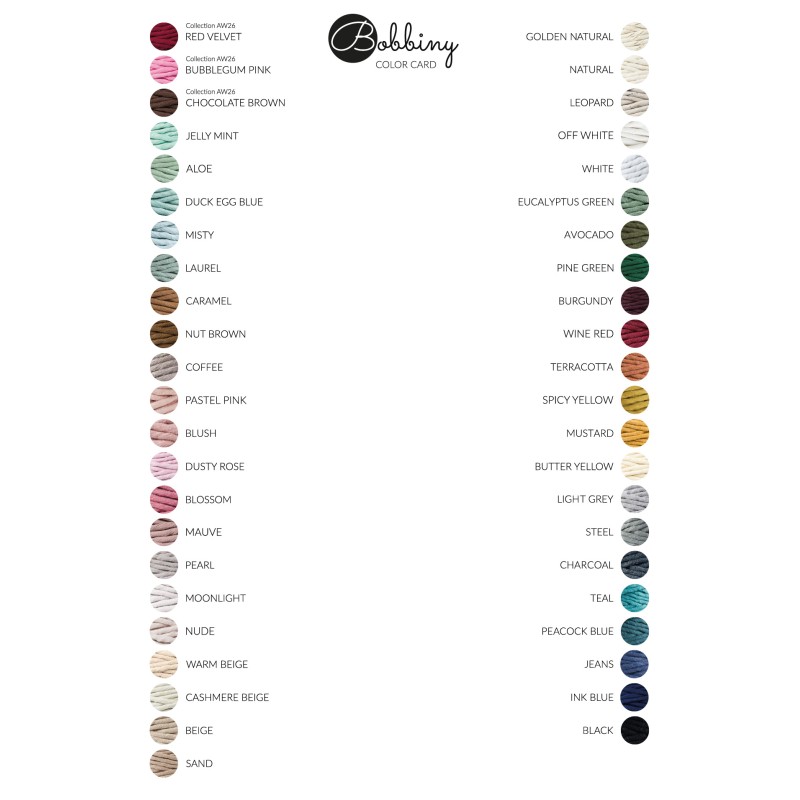 BOBBINY: color card for download - get to know Bobbiny strings!